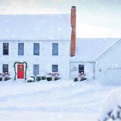 a beautiful snowy house in connecticut