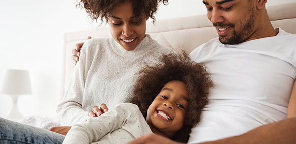 Family laughing together